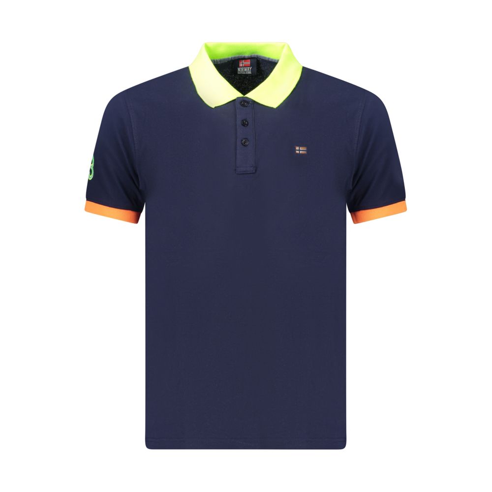 Polo Shirt by Norway 1963 for men in cotton blue & lime-green presents a crisp silhouette, artfully detailed with a crisp and crisp .