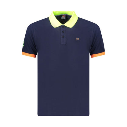 Polo Shirt by Norway 1963 for men in cotton blue & lime-green presents a crisp silhouette, artfully detailed with a crisp and crisp .