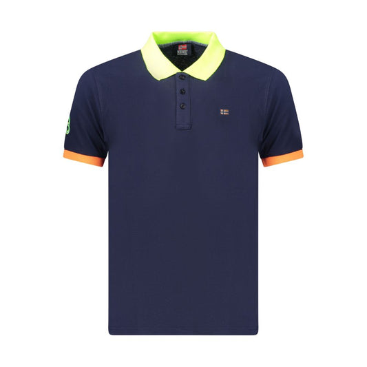Polo Shirt by Norway 1963 for men in cotton blue & lime-green presents a crisp silhouette, artfully detailed with a crisp and crisp .