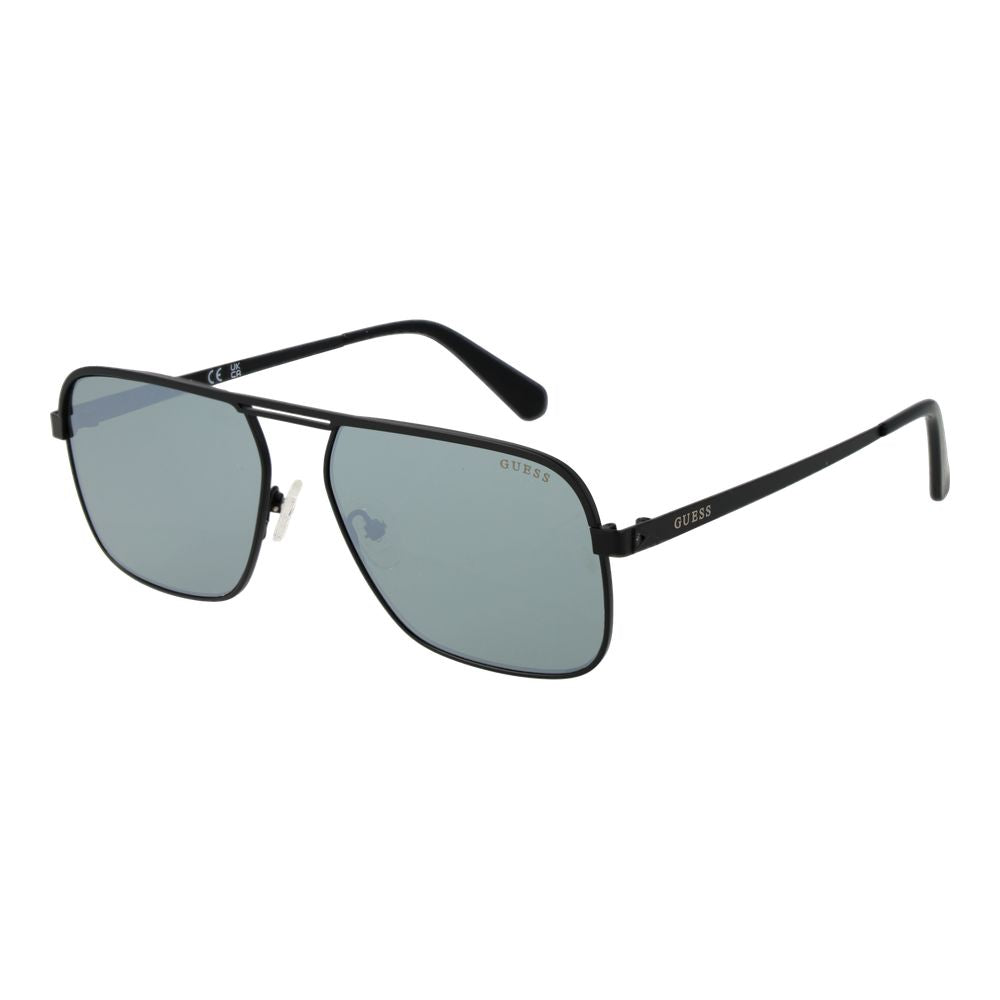 Guess Square Mirrored Dark-Tint Metal Sunglasses - Black