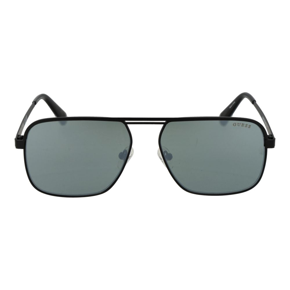 Guess Square Mirrored Dark-Tint Metal Sunglasses - Black