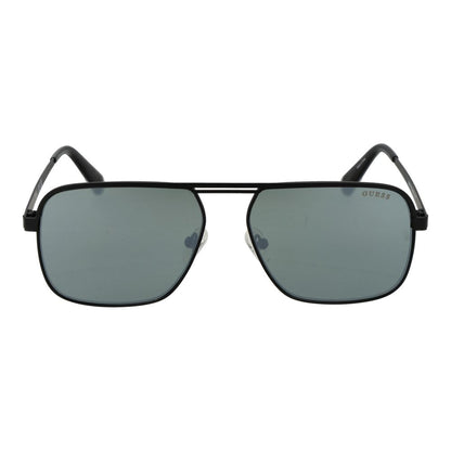Guess Square Mirrored Dark-Tint Metal Sunglasses - Black