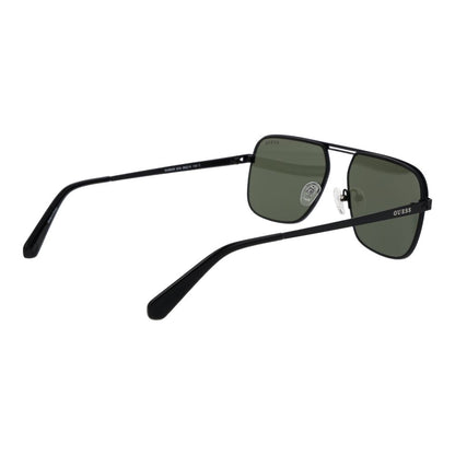 Guess Square Mirrored Dark-Tint Metal Sunglasses - Black