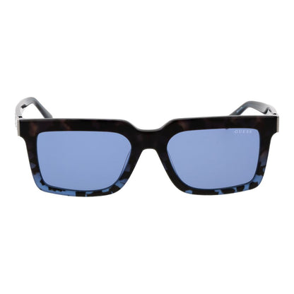 Sunglasses by Guess for men in acetate brown features an lustrous rectangle full-rim frame design with brown coloured frame detailing and non-polarized category-2-medium-tint lens for a lustrous aesthetic.