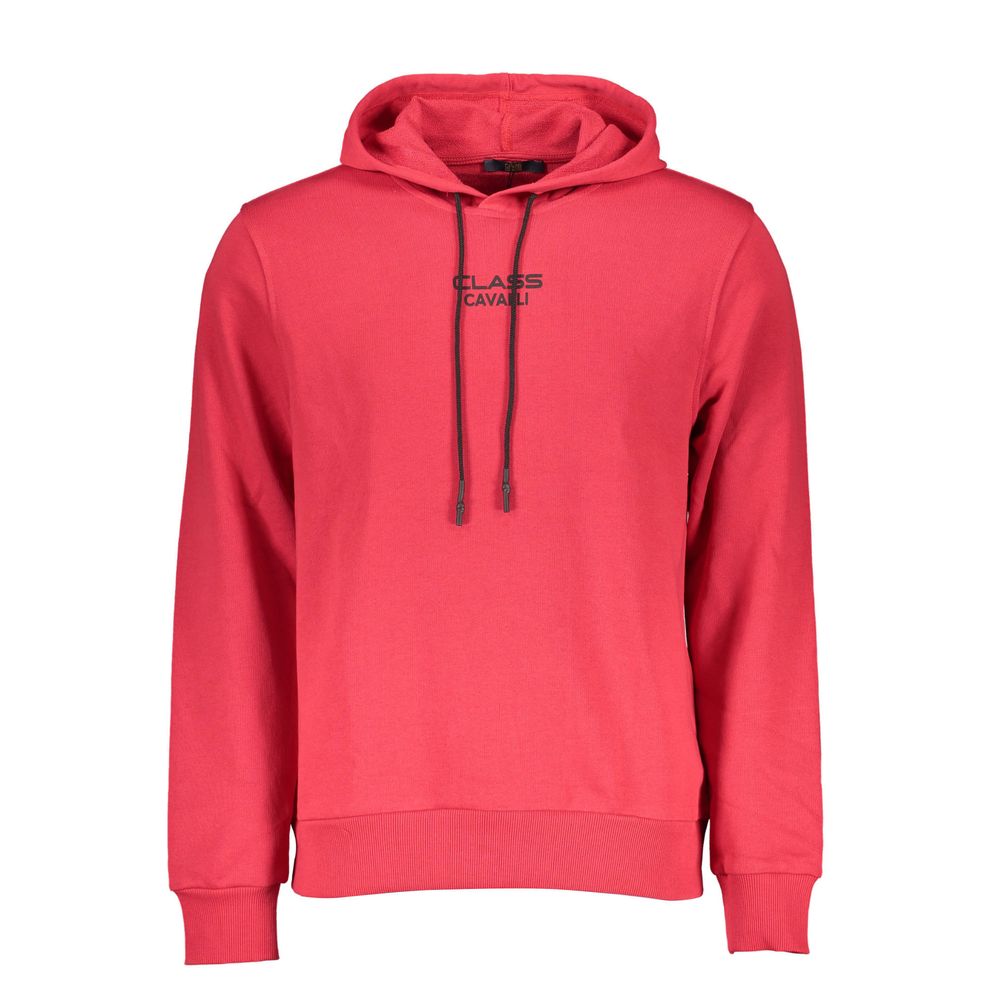 Hooded Sweatshirt by Cavalli Class for men in cotton red features an provocated silhouette, detailed with a provocated and a refined hooded neckline for a sophisticated aesthetic.