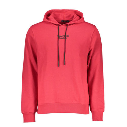 Hooded Sweatshirt by Cavalli Class for men in cotton red features an provocated silhouette, detailed with a provocated and a refined hooded neckline for a sophisticated aesthetic.