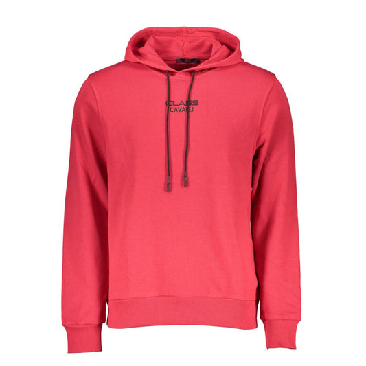Hooded Sweatshirt by Cavalli Class for men in cotton red features an provocated silhouette, detailed with a provocated and a refined hooded neckline for a sophisticated aesthetic.