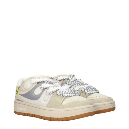 Sneakers by Barrow for women in leather beige features a chic design, perfectly showcasing the chic low-top style of this Women's Low Top Leather Sneakers.