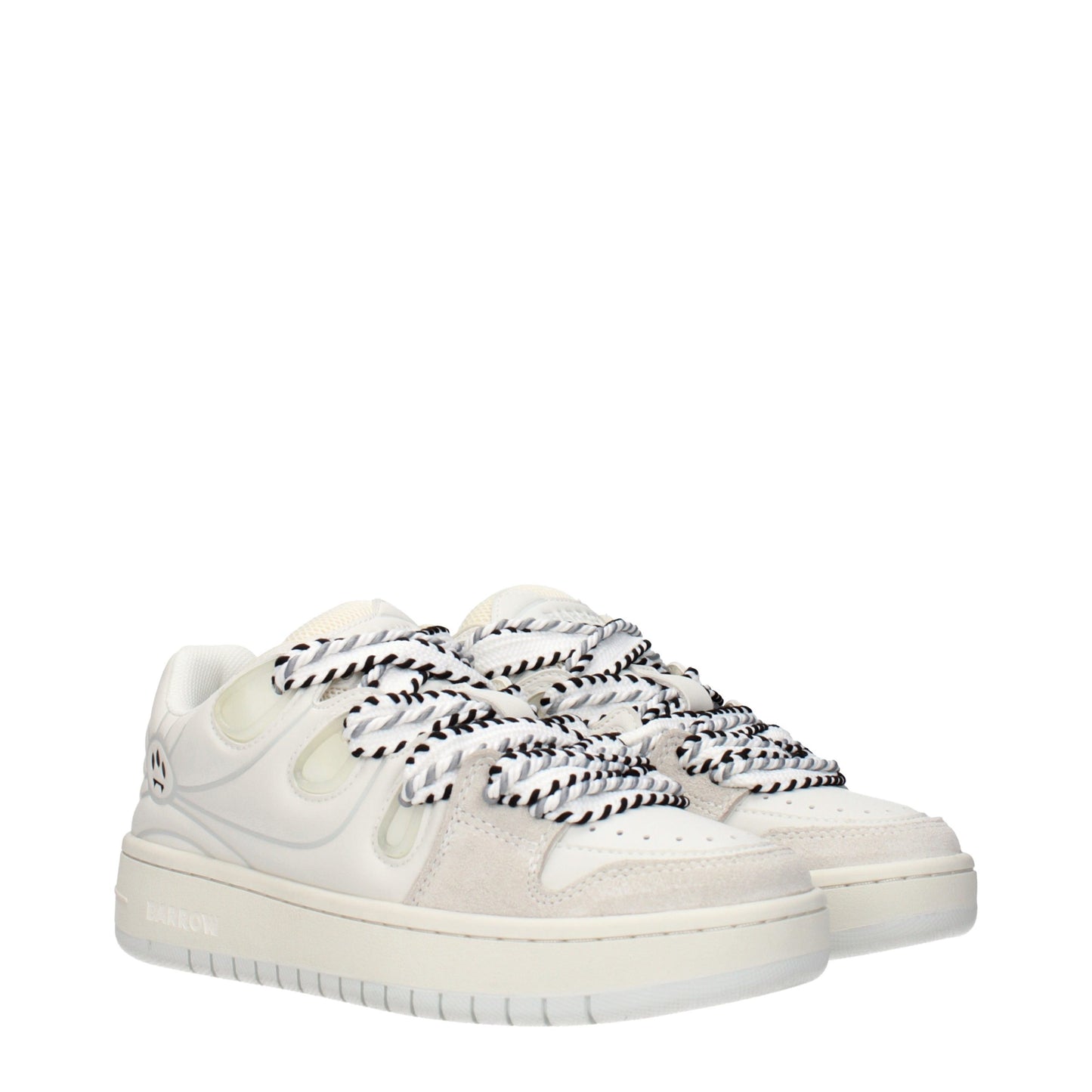 Sneakers by Barrow for women in leather white features a chic design, perfectly showcasing the chic low-top style of this Women's Low Top Leather Sneakers.