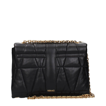Shoulder Bag by Versace for women in leather black features a effortless sophistication silhouette, secured by a with ample and versatile shoulder-strap for a effortless sophistication finish.