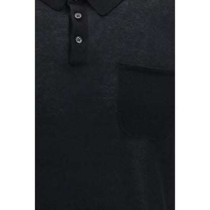 Polo Shirt by Aragona Cashmere for men in cashmere cotton blend black features a eye catching silhouette, showcasing a refined and for a eye catching finish.