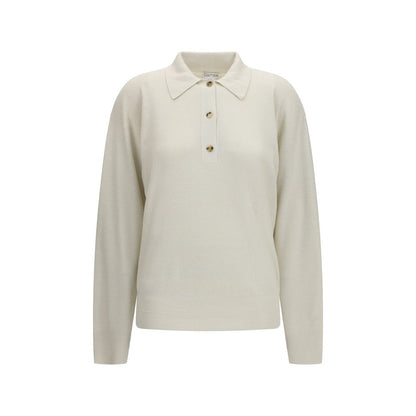Sweater by Calvin Klein for women in wool & silk beige showcases a downtown chic silhouette, artfully finished with a downtown chic and long-sleeve for a sophisticated, high-end look.