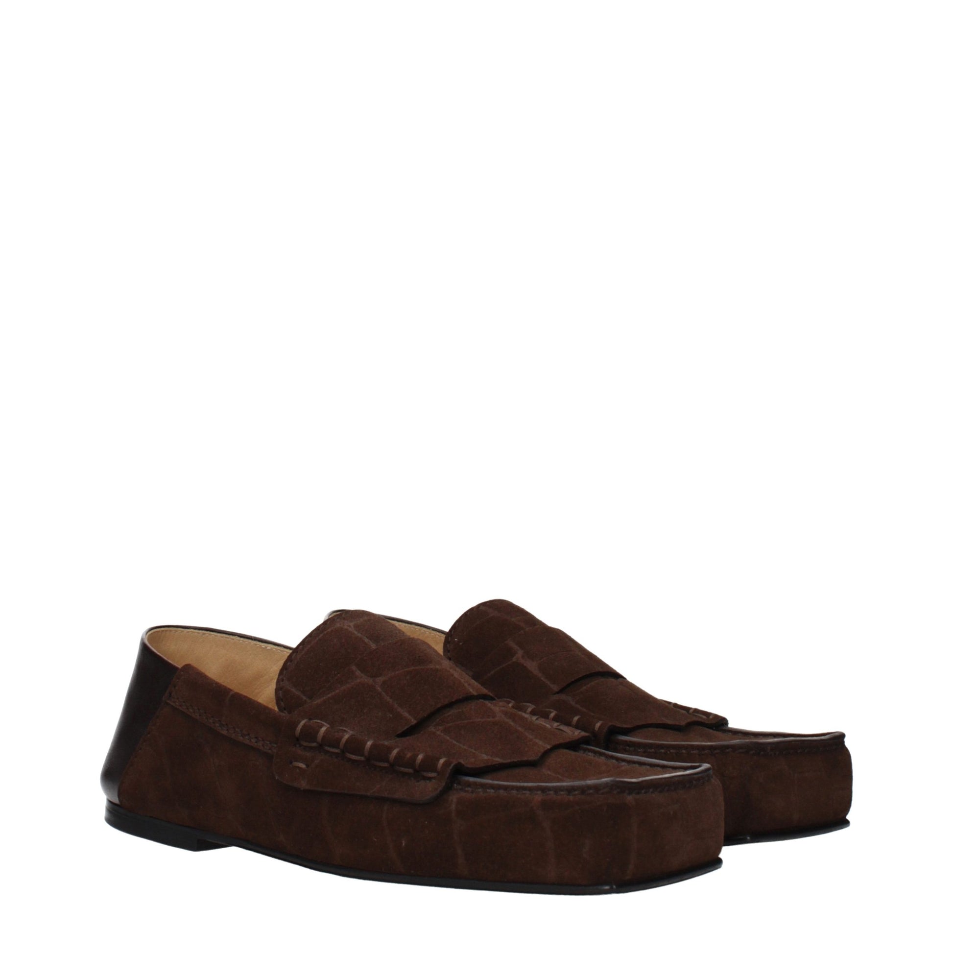 Flat Loafer Slip-On Shoes by Jacquemus for women in suede leather brown features an effortless chic silhouette, showcasing the Women's Suede Leather Flat Loafer Slip-On Shoes design with an effortless chic flat and a for a effortless chic look.