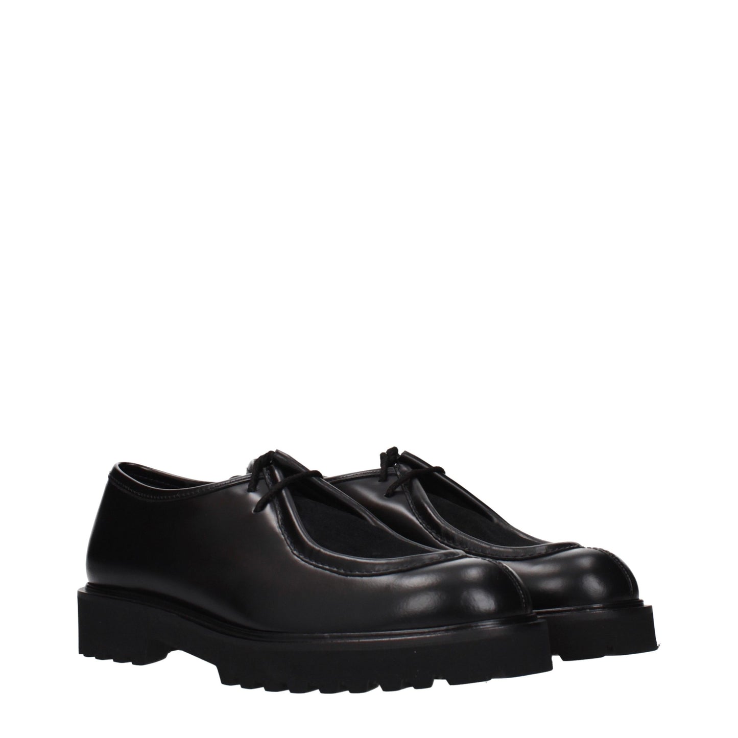 Max Mara Unisex Leather Lace-Up Shoes - Black