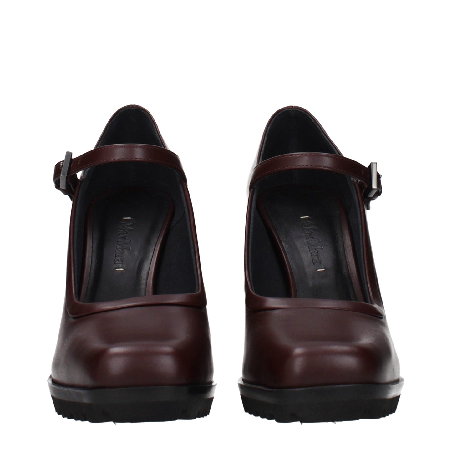High-Heel Pumps Heels by Max Mara for women in leather brown features an effortlessly chic silhouette from the Women's Leather High-Heel Pumps Heels collection, showcasing a high-heel and effortlessly chic for a effortlessly chic look.