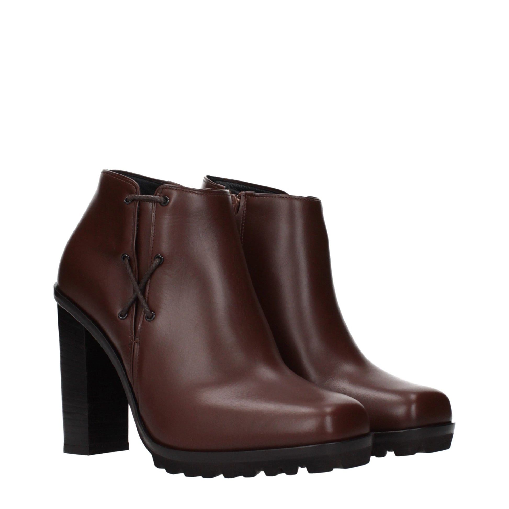 Ankle Boots by Max Mara for women in leather brown features an dynamic silhouette, showcasing the dynamic Women's Leather Ankle Boots design with its distinctive and elegant .
