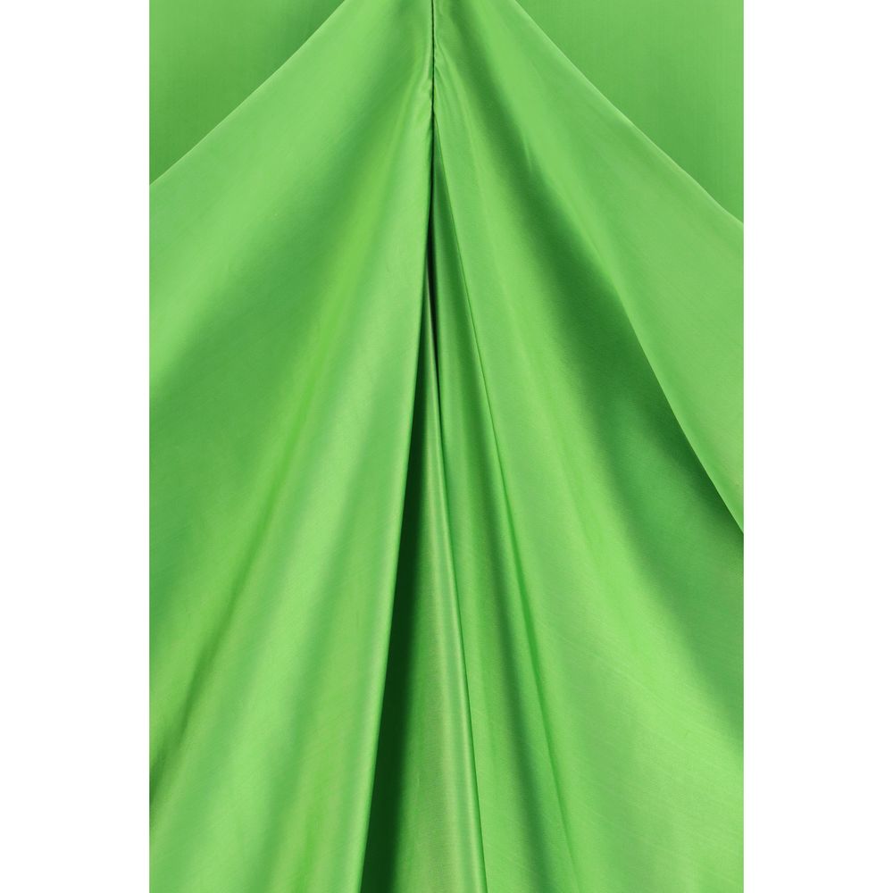 Dress by Khaite for women in cupro viscose silk satin bicolour & copper features a dramatic silhouette, showcasing an elegant and that flows into a dramatic long.