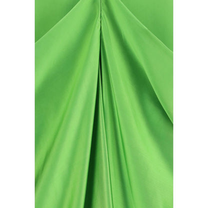 Dress by Khaite for women in cupro viscose silk satin bicolour & copper features a dramatic silhouette, showcasing an elegant and that flows into a dramatic long.