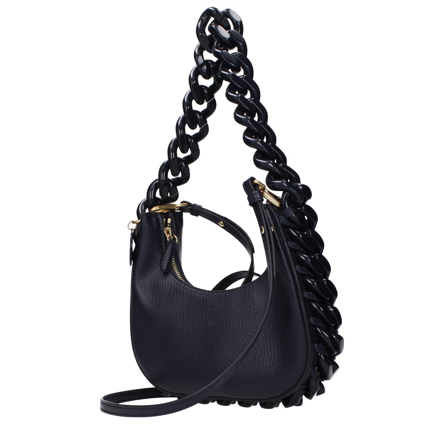 Shoulder Bag by Stella McCartney for women in leather blue presents a statuesque silhouette, showcasing a secure and statuesque with versatile shoulder-strap for a sophisticated look.
