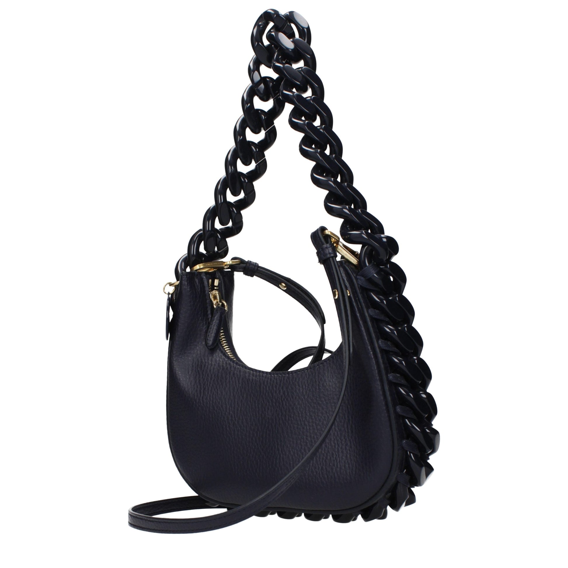Shoulder Bag by Stella McCartney for women in leather blue presents a statuesque silhouette, showcasing a secure and statuesque with versatile shoulder-strap for a sophisticated look.