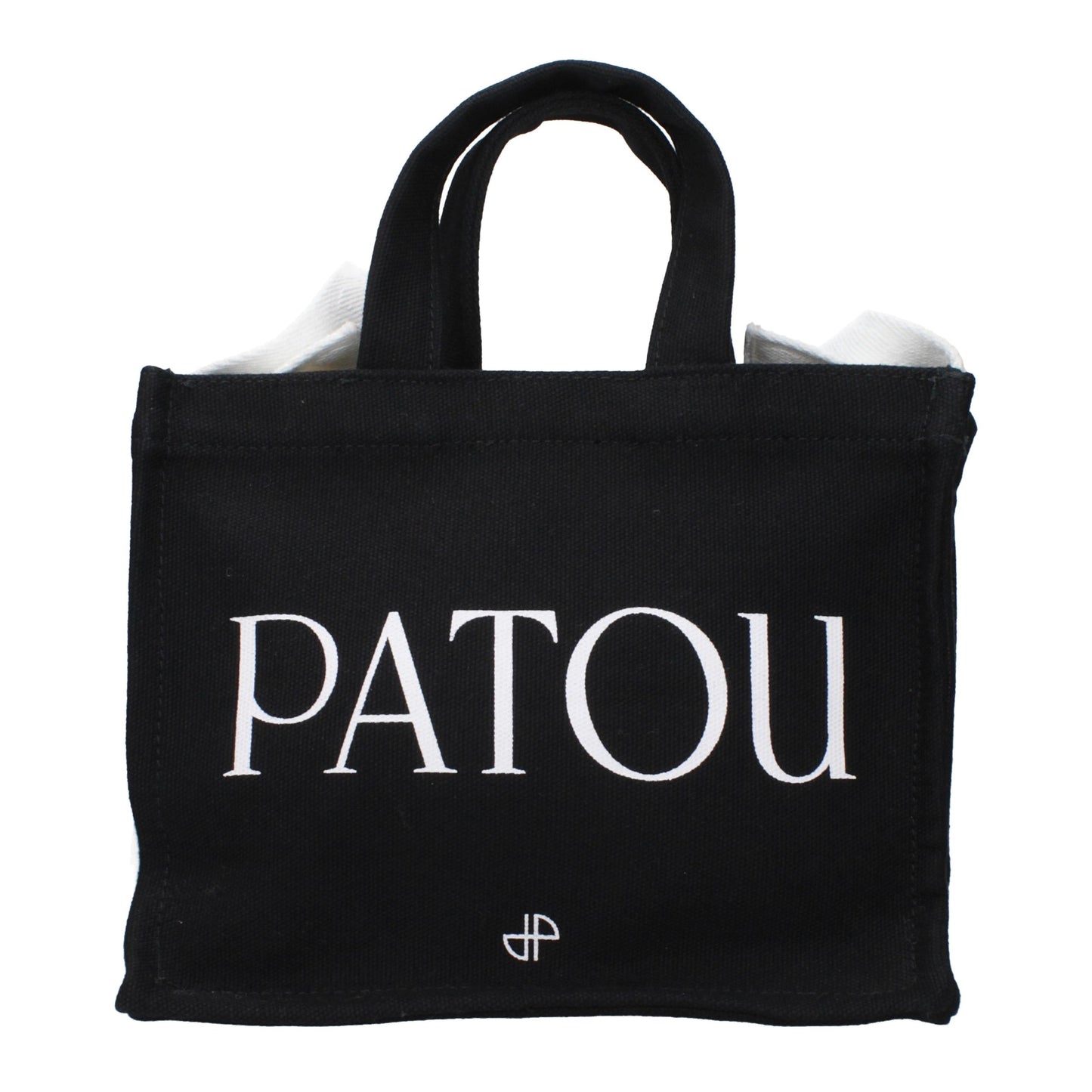 Handbag by Patou for women in cotton black presents a ornamental silhouette, showcasing a secure , ample , and versatile for a ornamental finish.
