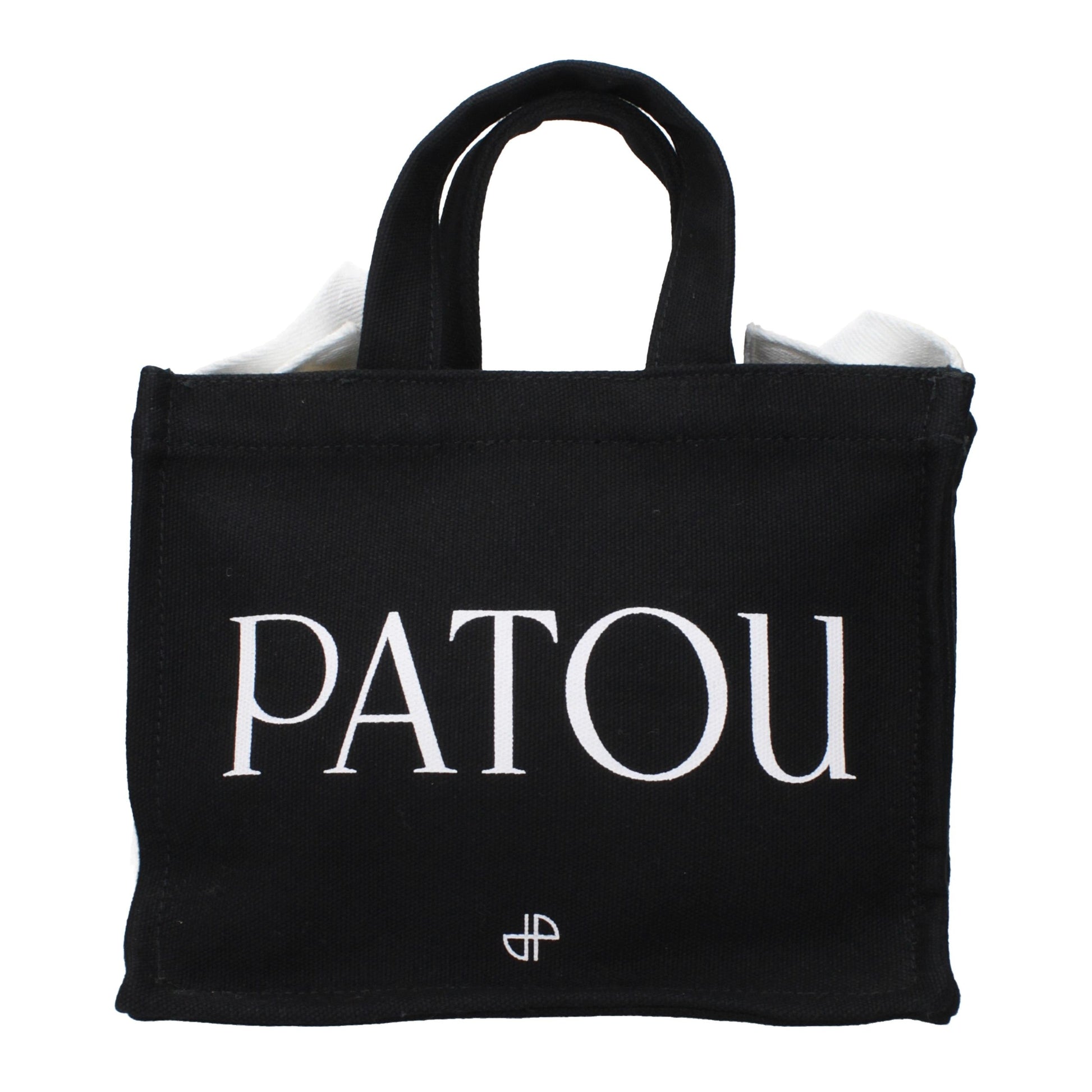 Handbag by Patou for women in cotton black presents a ornamental silhouette, showcasing a secure , ample , and versatile for a ornamental finish.