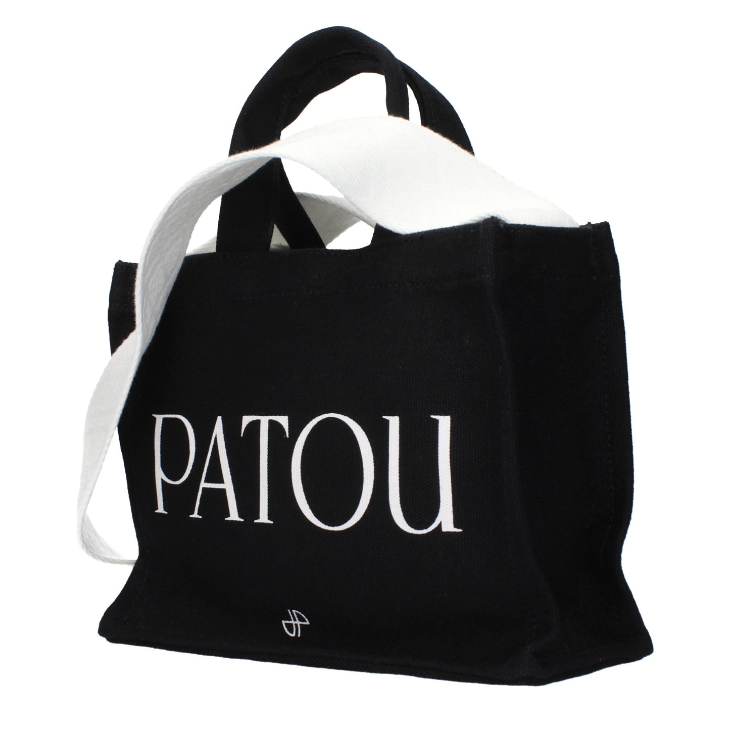 This Handbag by Patou for women in cotton and black presents a sculptural silhouette featuring a secure , ample , and versatile for a sculptural finish.