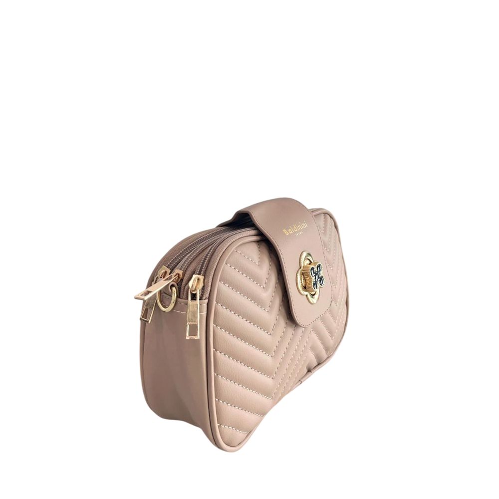 Crossbody Handbag by Baldinini Trend for women in polyurethane beige & gold features an multi-faceted design with a secure zipper, ample built-in-compartments, and versatile crossbody-strap, shoulder-strap & adjustable-strap for a multi-faceted finish.