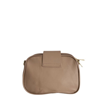Crossbody Handbag by Baldinini Trend for women in polyurethane beige & gold features a versatile chic silhouette, meticulously detailed with a secure zipper, ample built-in-compartments, and versatile crossbody-strap, shoulder-strap & adjustable-strap.