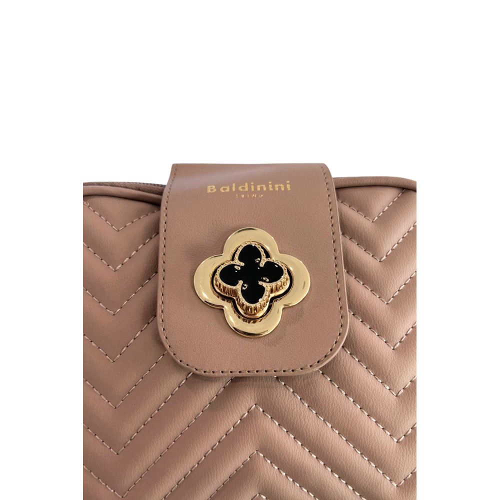 Crossbody Handbag by Baldinini Trend for women in polyurethane beige & gold features a transformative sophistication silhouette, showcasing a secure zipper, ample built-in-compartments, and versatile crossbody-strap, shoulder-strap & adjustable-strap for a transformative sophistication look.