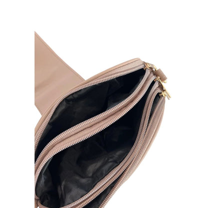 Crossbody Handbag by Baldinini Trend for women in polyurethane beige & gold features an multi-faceted design with a secure zipper, ample built-in-compartments, and versatile crossbody-strap, shoulder-strap & adjustable-strap for a multi-faceted finish.