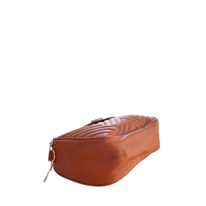 Compact Crossbody Handbag by Baldinini Trend for women in polyurethane brown & gold features an versatile silhouette, showcasing a secure zipper and versatile built-in-compartments with versatile crossbody-strap, shoulder-strap & adjustable-strap for a versatile finish.