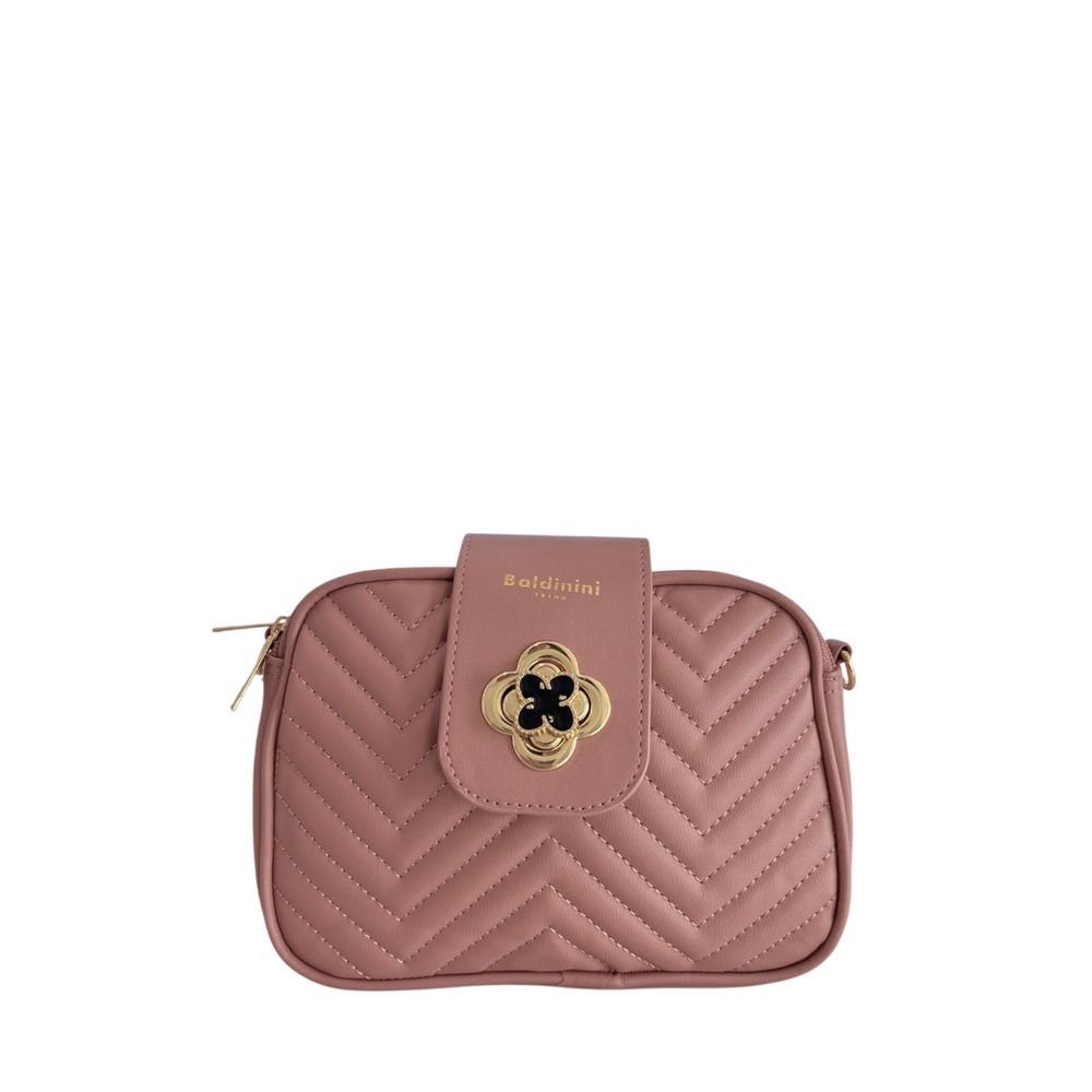 Compact Crossbody Handbag by Baldinini Trend for women in polyurethane gold, multicolor & pink features an versatile silhouette, showcasing a secure zipper and versatile built-in-compartments with versatile crossbody-strap, shoulder-strap & adjustable-strap for a versatile finish.