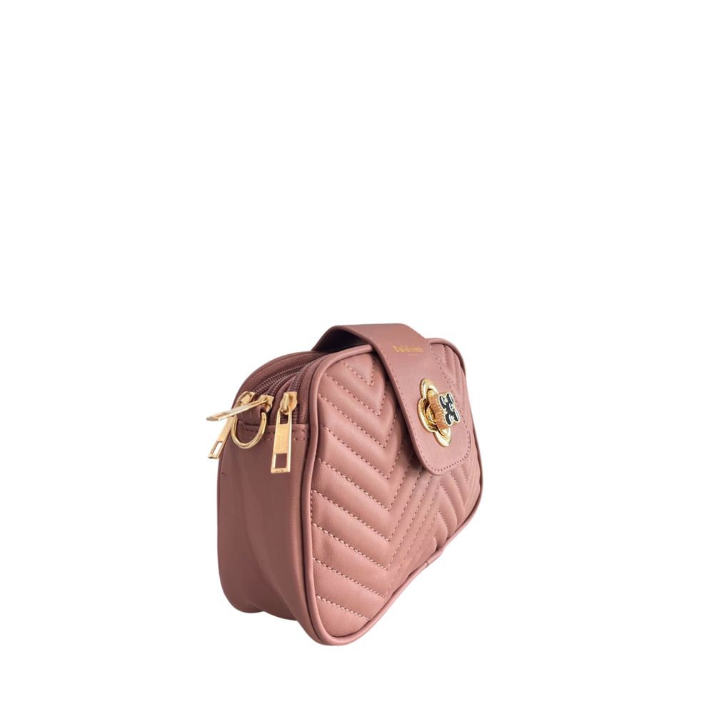 Compact Crossbody Handbag by Baldinini Trend for women in polyurethane gold, multicolor & pink showcases a versatile sophistication silhouette, featuring a secure zipper, versatile sophistication built-in-compartments, and versatile crossbody-strap, shoulder-strap & adjustable-strap for a versatile sophistication finish.