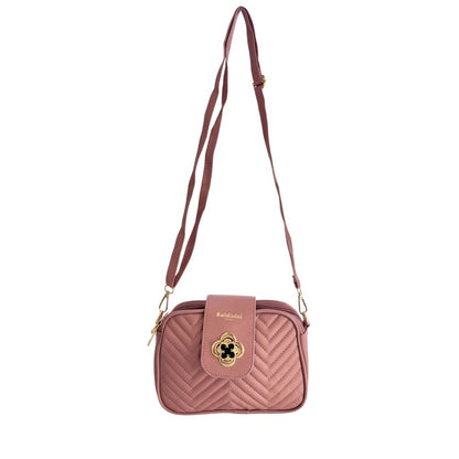 Compact Crossbody Handbag by Baldinini Trend for women in polyurethane gold, multicolor & pink features an multi-faceted design with a secure zipper, ample built-in-compartments, and versatile crossbody-strap, shoulder-strap & adjustable-strap for a multi-faceted finish.