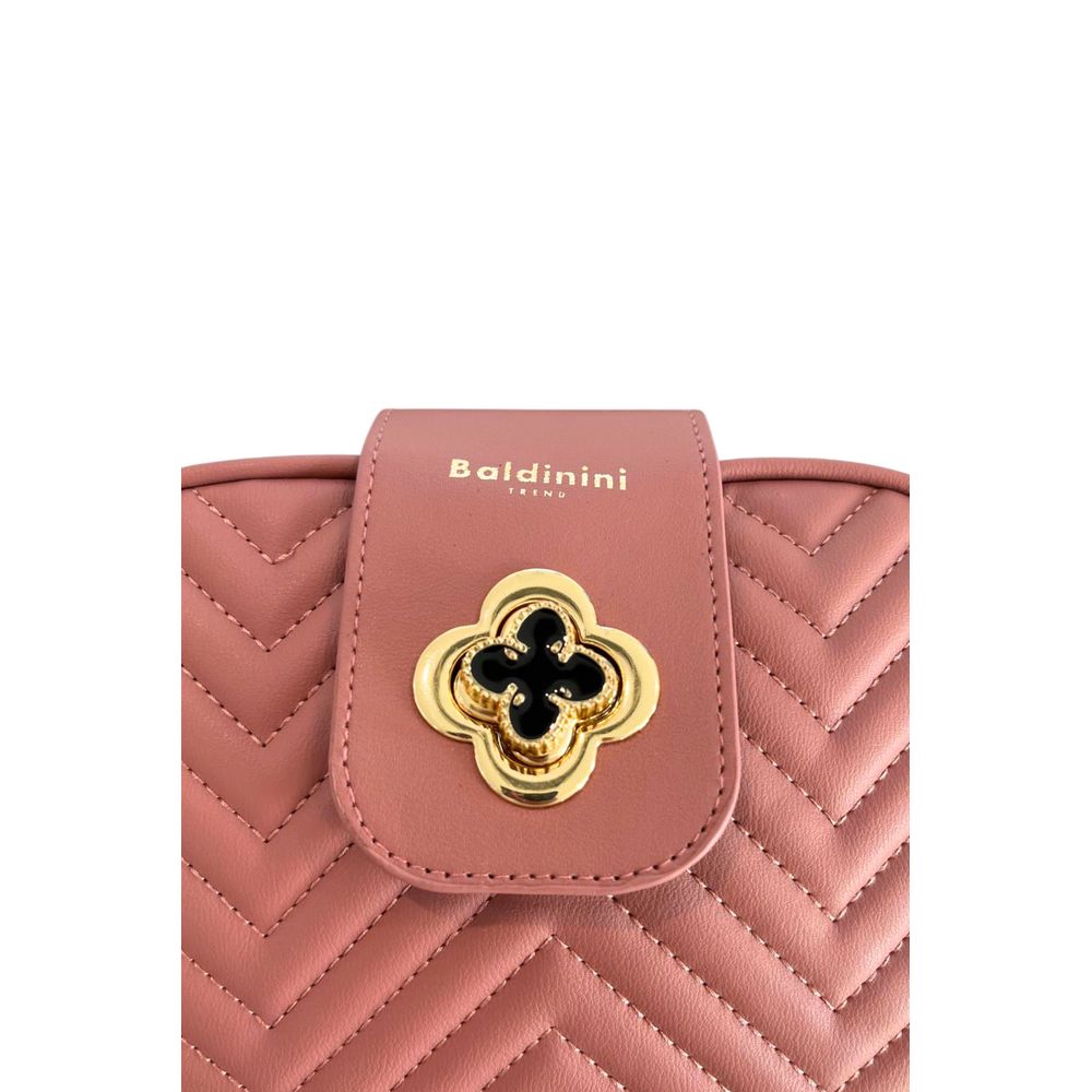 Compact Crossbody Handbag by Baldinini Trend for women in polyurethane gold, multicolor & pink showcases a versatile sophistication silhouette, featuring a secure zipper, versatile sophistication built-in-compartments, and versatile crossbody-strap, shoulder-strap & adjustable-strap for a versatile sophistication finish.