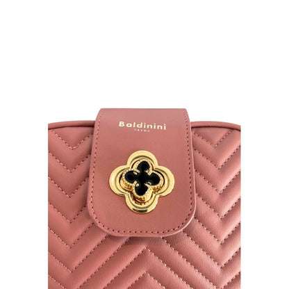 Compact Crossbody Handbag by Baldinini Trend for women in polyurethane gold, multicolor & pink showcases a versatile sophistication silhouette, featuring a secure zipper, versatile sophistication built-in-compartments, and versatile crossbody-strap, shoulder-strap & adjustable-strap for a versatile sophistication finish.