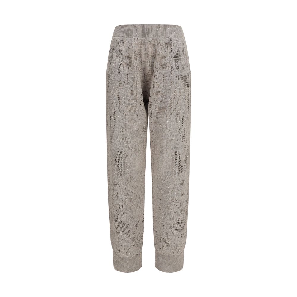 Pants by Brunello Cucinelli for women in linen cotton & sequins beige & floral features a enduring silhouette, showcasing a enduring relaxed-fit & regular-fit and long with a for a premium, tailored aesthetic.