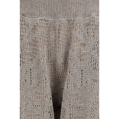 Pants by Brunello Cucinelli for women in linen cotton & sequins beige & floral features a stylish silhouette with a stylish relaxed-fit & regular-fit, long, and .