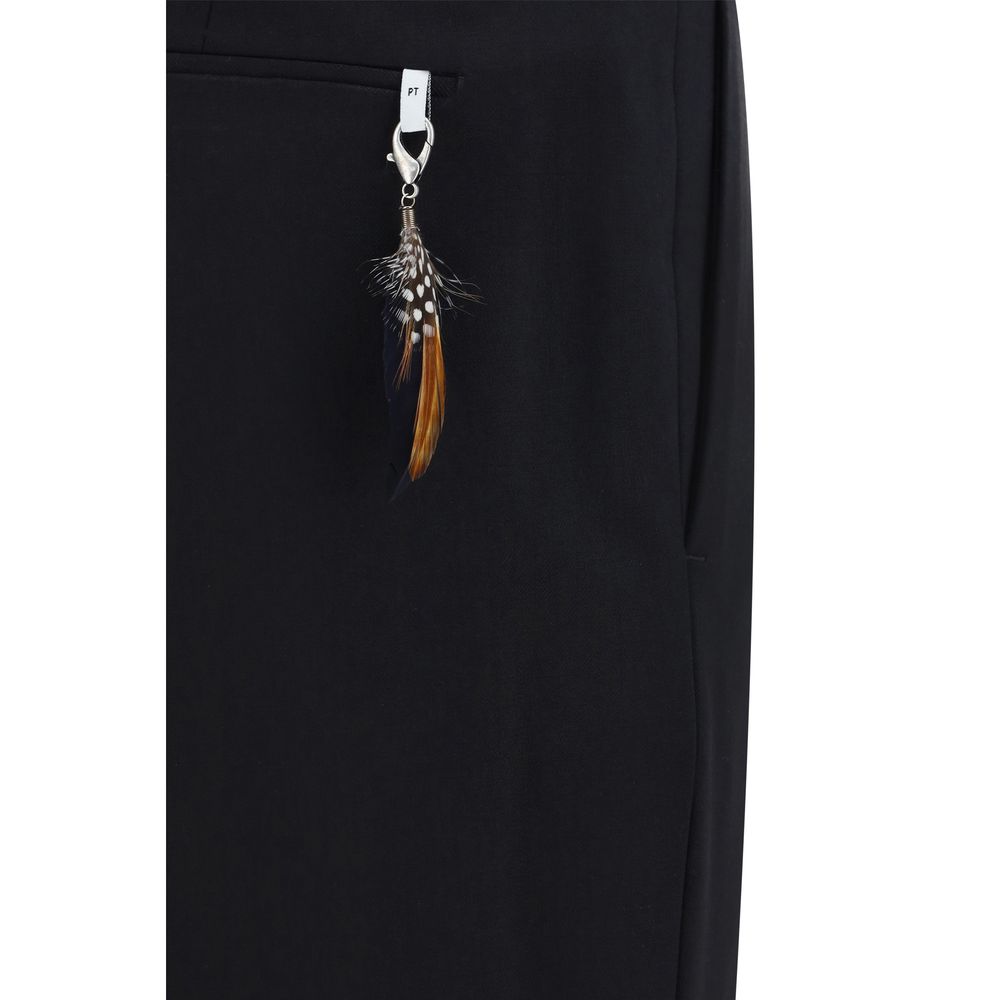 Trousers by PT Pantaloni TORINO for men in virgin wool black presents a smart silhouette, meticulously detailed with a smart slim, a smart long, and a smart .