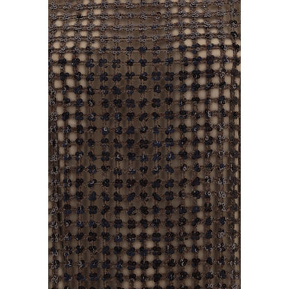 Dress by Brunello Cucinelli for women in linen silk & sequins brown & patterned presents a sinuous silhouette, showcasing a sophisticated and detailed with a sinuous short mini for a refined finish.