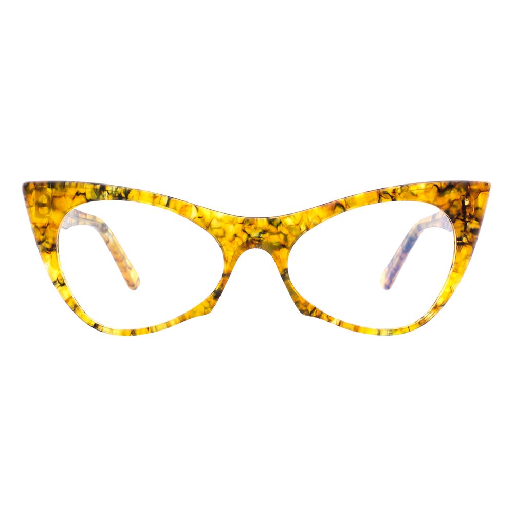Eyeglasses Frames by Andy Wolf for women in acetate and multicolor showcases an refined full-frame frame design featuring a sophisticated yellow coloured frame for an refined and refined aesthetic.