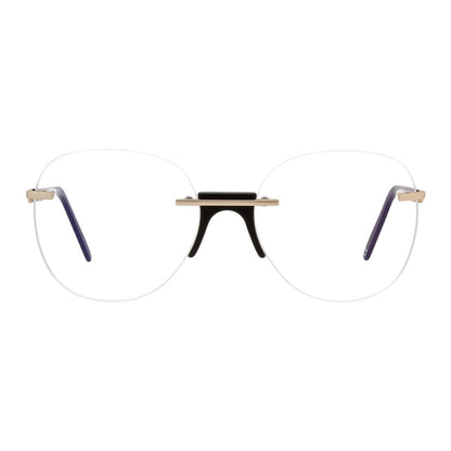 Eyeglasses Frames by Andy Wolf for unisex in metal and multicolor showcases a refined silhouette, detailed with a multicolor coloured frame finish and a sophisticated rimless frame design.