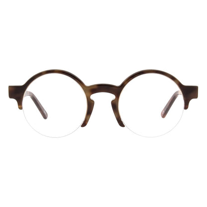 Eyeglasses Frames by Andy Wolf for unisex in acetate brown features a refined silhouette, showcasing a refined brown coloured frame and half-frame frame design for a sophisticated, premium look.