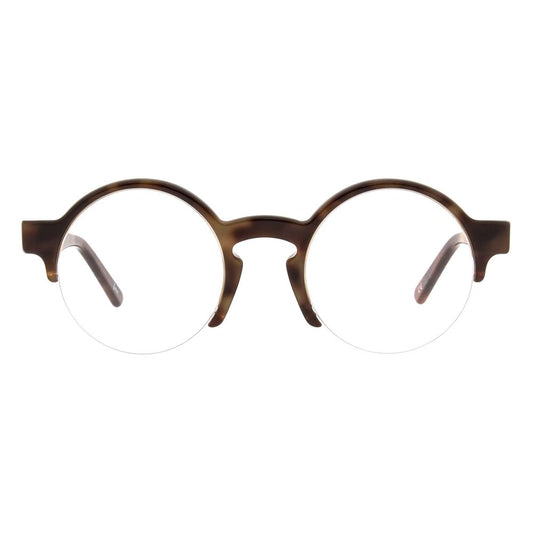 Eyeglasses Frames by Andy Wolf for unisex in acetate brown features a refined silhouette, showcasing a refined brown coloured frame and half-frame frame design for a sophisticated, premium look.
