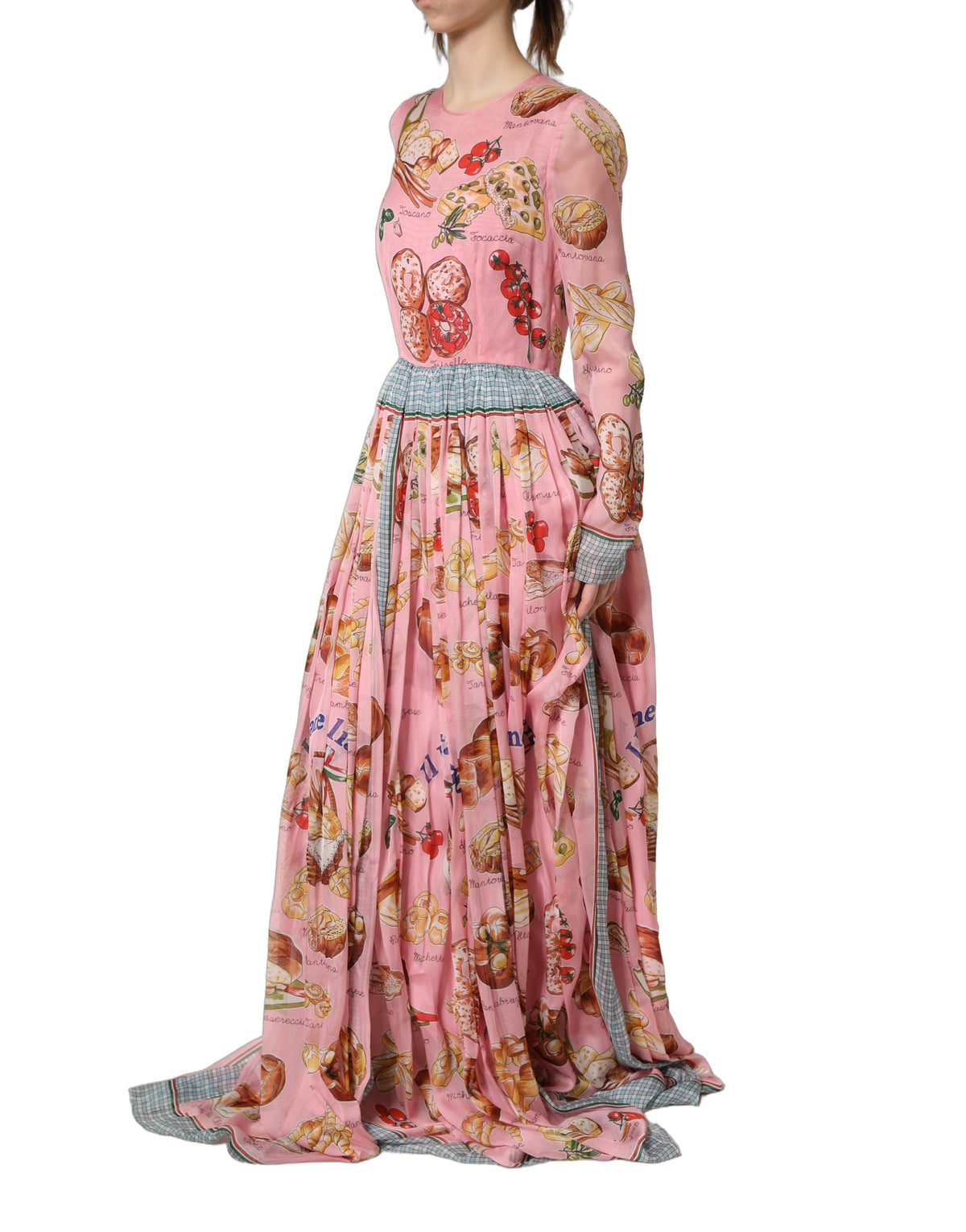 Dolce & Gabbana 9 To 5 Women's Wrap Cocktail Long-Sleeve Silk Maxi Long Dress - Pink Print