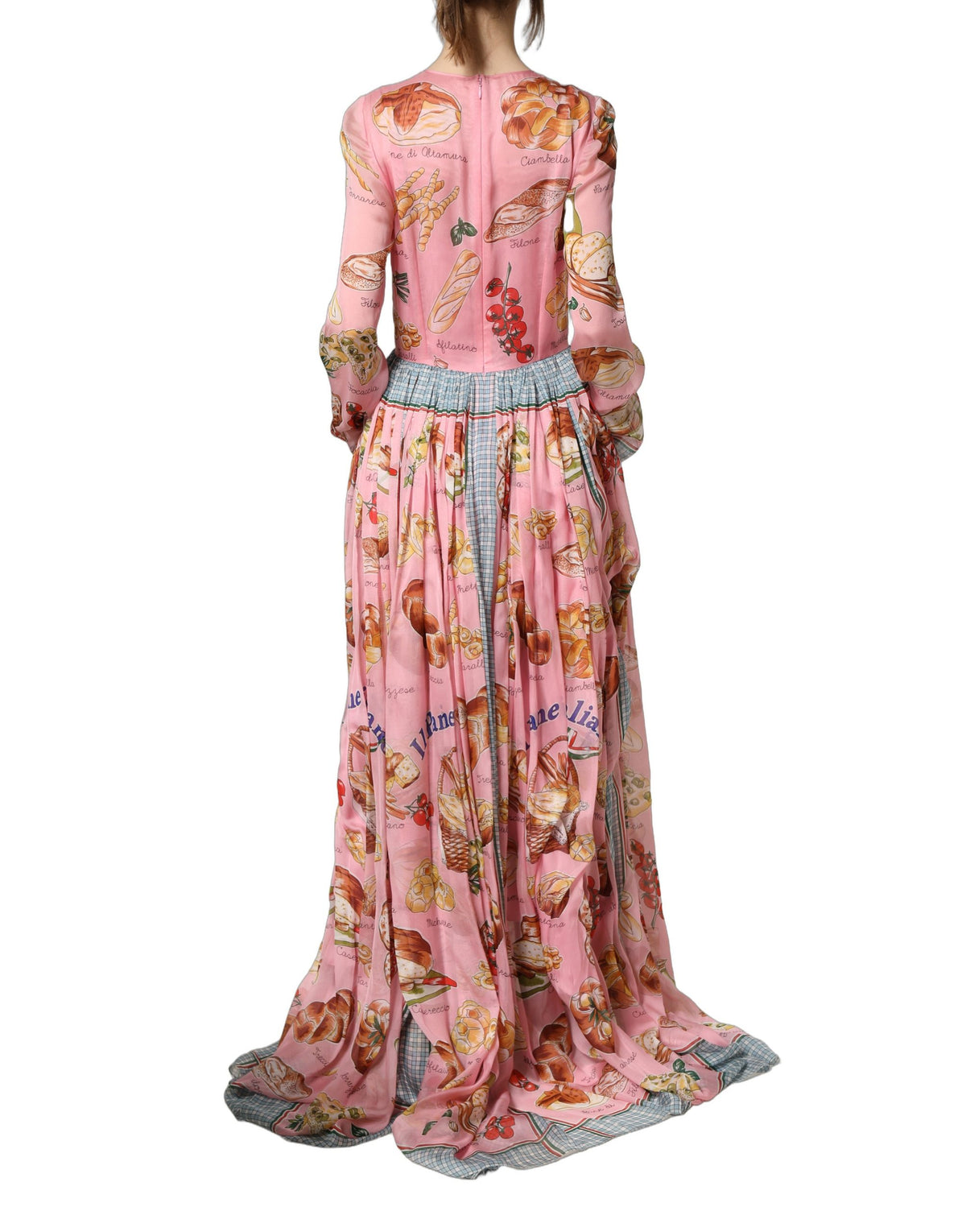 Dolce & Gabbana 9 To 5 Women's Wrap Cocktail Long-Sleeve Silk Maxi Long Dress - Pink Print