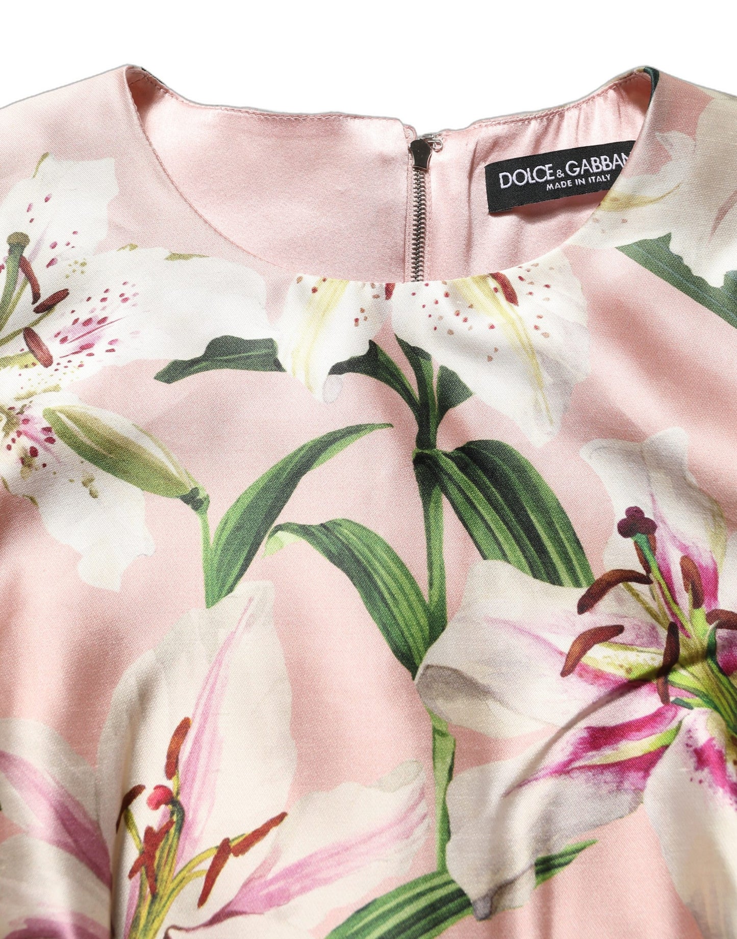 Dolce & Gabbana Light Pink LilyPrint Sleeveless Sheath Dress