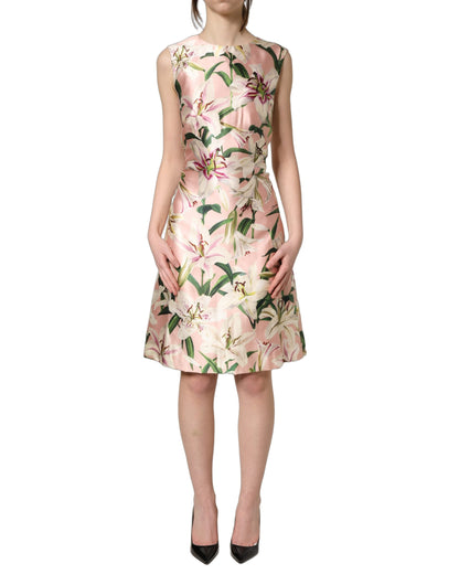 Dolce & Gabbana Light Pink LilyPrint Sleeveless Sheath Dress