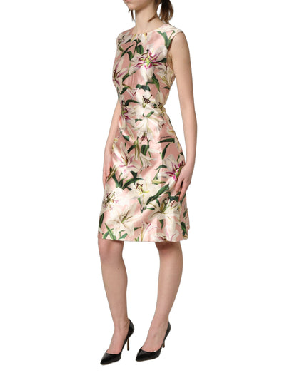 Dolce & Gabbana Light Pink LilyPrint Sleeveless Sheath Dress